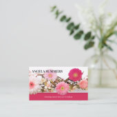 ピンクはっきりしたナチュラル美しいメイクアップアーティスト 名刺 (スタンド正面)