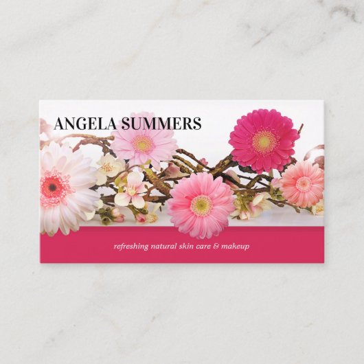 ピンクはっきりしたナチュラル美しいメイクアップアーティスト 名刺 (正面)