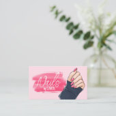 ピンクはっきりしたネイルアーティストサロンネイリストスタジオ 名刺 (スタンド正面)