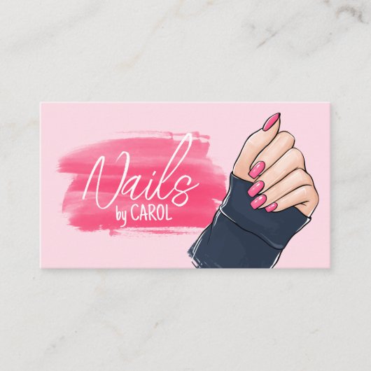 ピンクはっきりしたネイルアーティストサロンネイリストスタジオ 名刺 (正面)