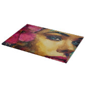ピンクはっきりしたハイビスカスアンドウーマン抽象芸術ポートレート カッティングボード (角)