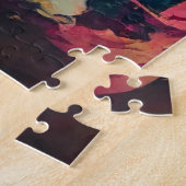 ピンクはっきりしたハイビスカスアンドウーマン抽象芸術ポートレート ジグソーパズル (側面)