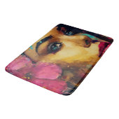ピンクはっきりしたハイビスカスアンドウーマン抽象芸術ポートレート バスマット (アングル)