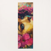 ピンクはっきりしたハイビスカスアンドウーマン抽象芸術ポートレート ヨガマット (裏面)