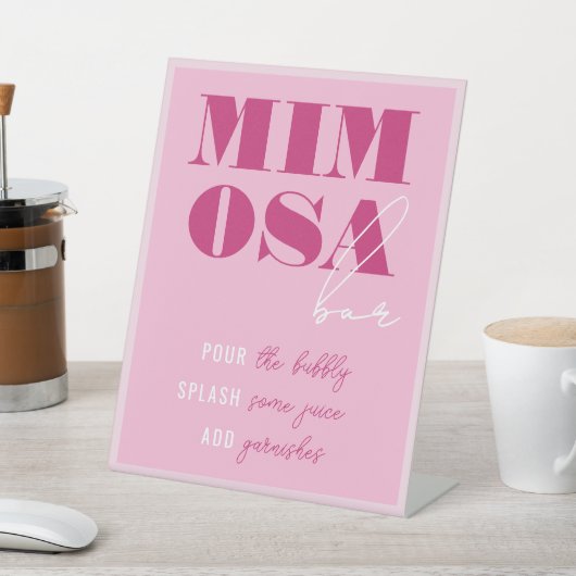 ピンクはっきりしたバチェロレッテミモザバーペデスタルサイン 台座サイン (インサイチュ)