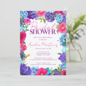 ピンクはっきりしたパープルブルーウォーターブライダルシャワー 招待状 (スタンド正面)