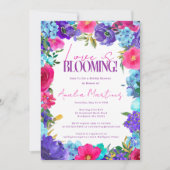 ピンクはっきりしたパープルブルーウォーターブライダルシャワー 招待状 (正面)