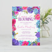 ピンクはっきりしたパープルブルーウォーターブライダルシャワー 招待状 (スタンド正面)