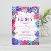 ピンクはっきりしたパープルブルー水色ブランチバブリー 招待状 (スタンド正面)