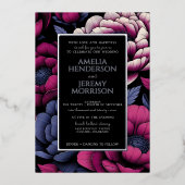 ピンクはっきりしたフローラと写真 箔招待状 (正面)