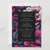 ピンクはっきりしたフローラとQRコード 招待状 (正面)