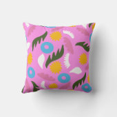ピンクはっきりしたフローラ抽象芸術モダンパターン クッション (裏面)