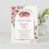 ピンクはっきりしたフローラ春開花婚約パーティ 招待状 (スタンド正面)