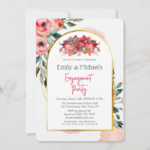 ピンクはっきりしたフローラ春開花婚約パーティ 招待状 (正面)