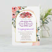 ピンクはっきりしたフローラ春開花婚約パーティ 招待状 (スタンド正面)
