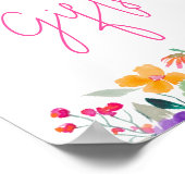 ピンクはっきりしたフローラ水の色ブライダルシャワー贈り物 ポスター (角)