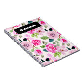 ピンクはっきりしたフローラ水彩美学 ノートブック (右側)