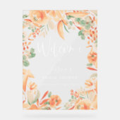 ピンクはっきりしたフローラ水色ブライダルシャワーへようこそ アクリルサイン (正面)