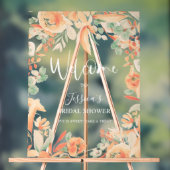 ピンクはっきりしたフローラ水色ブライダルシャワーへようこそ アクリルサイン (ニュートラル)