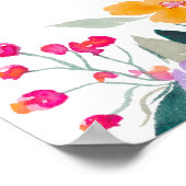 ピンクはっきりしたフローラ水色ブライダルシャワーへようこそ ポスター (角)