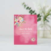 ピンクはっきりしたフローラ甘い16フラット日付カードを保存 セーブザデート (スタンド正面)