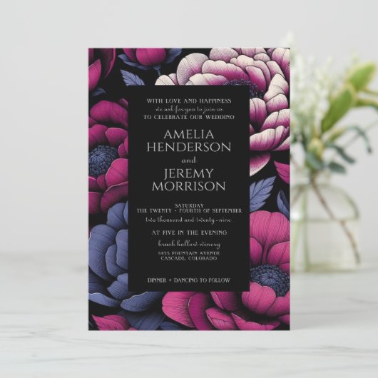 ピンクはっきりしたフローラ 招待状 (スタンド正面)