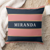 ピンクはっきりしたブルー金ゴールドパタストライプーン クッション (ブランケット)