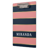 ピンクはっきりしたブルー金ゴールドパタストライプーン クリップボード (左)