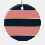 ピンクはっきりしたブルー金ゴールドパタストライプーン セラミックオーナメント (裏面)