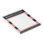 ピンクはっきりしたブルー金ゴールドパタストライプーン ノートパッド (アングル)