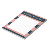 ピンクはっきりしたブルー金ゴールドパタストライプーン ノートパッド (回転)