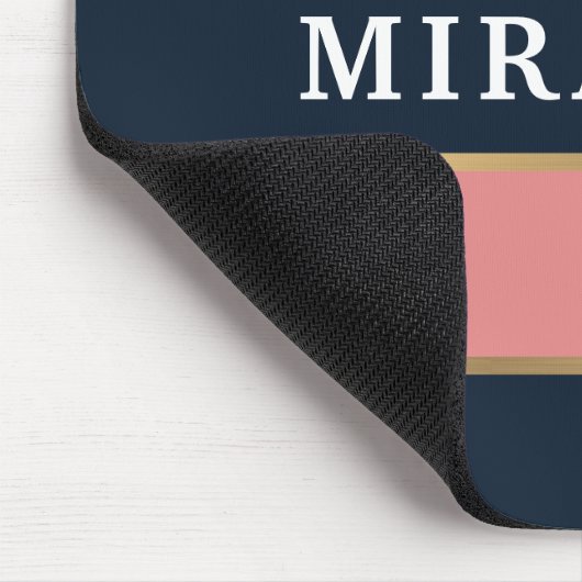 ピンクはっきりしたブルー金ゴールドパタストライプーン マウスパッド (コーナー)