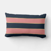 ピンクはっきりしたブルー金ゴールドパタストライプーン ランバークッション (裏面)