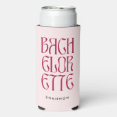 ピンクはっきりしたマゼンタタイポグラフィバチェロレッテ花嫁 スリム缶クーラー (Seltzer裏面)