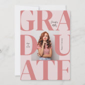 ピンクはっきりしたモダンクラシックの写真の卒業 招待状 (正面)