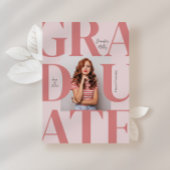 ピンクはっきりしたモダンクラシックの写真の卒業 招待状