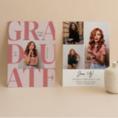 ピンクはっきりしたモダンクラシックの写真の卒業 招待状