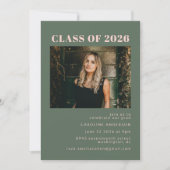 ピンクはっきりしたモダングリーン写真卒業パーティー 招待状 (正面)