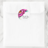 ピンクはっきりしたモダンフローラ水色ブライダルシャワー ラウンドシール (バッグ)