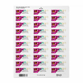 ピンクはっきりしたモダンフローラ水色ブライダルシャワー ラベル (フルシート)