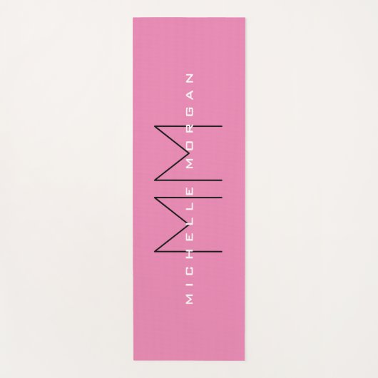 ピンクはっきりしたモノグラムモダンミニマリスト名イニシャル ヨガマット (正面)