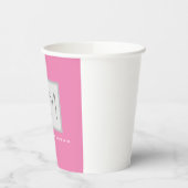ピンクはっきりしたモノグラムモダンミニマリスト名イニシャル 紙コップ (左)