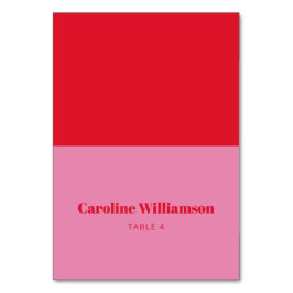 ピンクはっきりしたレッドタイポグラフィカスタムテーブル座席表 テーブルナンバー