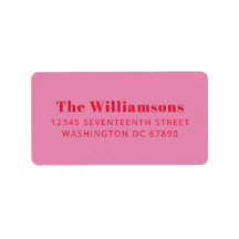 ピンクはっきりしたレッドタイポグラフィカスタム差出人住所