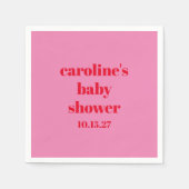 ピンクはっきりしたレッドモダンおもしろいカスタムベビーシャワー スタンダードカクテルナプキン (正面)