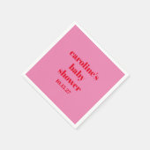 ピンクはっきりしたレッドモダンおもしろいカスタムベビーシャワー スタンダードカクテルナプキン (角)