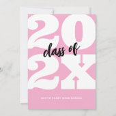 ピンクはっきりしたレトロ卒業 招待状 (裏面)