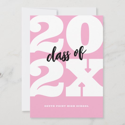 ピンクはっきりしたレトロ卒業 招待状 (裏面)