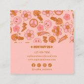 ピンクはっきりしたレトロGroovyパターン スクエア名刺 (裏面)