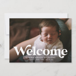 ピンクはっきりした色の写真誕生のお知らせ 案内状